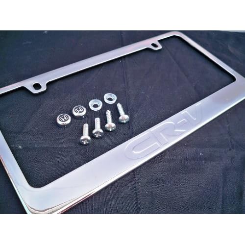 Honda CRV CR V Chrome Metal License Plate Frame with Screw Caps
