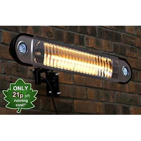 Wall Mounted Electric Halogen 1.5kw Patio Heater With LED Lights
