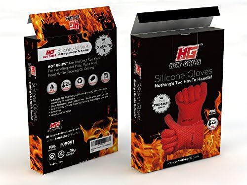 Trusted By Competition BBQ Teams! Best Heat Resistant Silicone BBQ Grill Gloves - Red - Oven Mitt - Barbecue Grilling Accessories - Perfect For Use As Cooking Gloves, Baking, Potholder or Oven Mitts