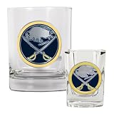 Buffalo Sabres NHL Rocks Glass & Square Shot Glass Set - Primary Logo
