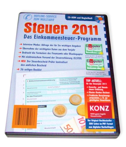 Steuer 2011 – TOP-aktuell für Steuererklärung 2011 + KONZ 1000 ganz legale Steuertricks, 800 Seiten im PDF-Format zum digitalen Nachschlagen !!