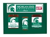 Michigan State Spartans NCAA Tailgate Kit (5oz Hot Sauce, 16oz BBQ Sauce, 16oz Picante Salsa)