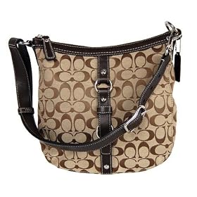 COACH CHELSEA SIGNATURE DUFFLE SHOULDER HANDBAG 14446 KHAKI and BROWN