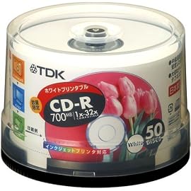TDK CD-Rデータ用 32倍速対応ホワイトプリンタブル ポットケース入り50枚パック [CD-R80EWX50PS]