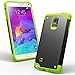 Caseology® Samsung Galaxy Note 4 Case, [Matte Armor] [Black/Lime Green] Duel Layer [ Shock Proof] Impact Resistant Cover