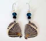 Black and White Mosaic Butterfly Earrings with 925 Silver Hooks