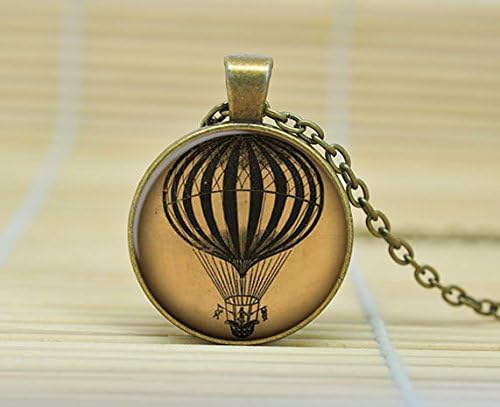 Hot Air Balloon Necklace Hot Air Balloon Pendant Hot Air Balloon Jewelry Glass Cabochon Necklace A2346