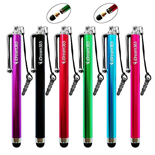 iDream365(TM) Pack of 6 4.5-inch Colorful Universal Capacitive Stylus/styli Universal Touch Screen Pen(Replaceable tips)with 3.5mm Earphone Jack Lanyard for Apple iPads,iPhones,iPods,Samsung Smartphones,Andriod Tablets,Galaxy Note Tab,Huawei P8 Lite,Huawei Ascend Mate 7,Huawei SnapTo,Samsung Galaxy S6/S6 Edge/A7/A8,Asus zenfone 2,BLU Studio X,BlackBerry Z10,BlackBerry Playbook AMM0101US,Barnes and Noble Nook Color,Droid Bionic