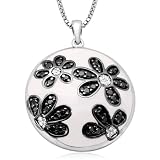 Sterling Silver and Enamel Flower Diamond Pendant, 18