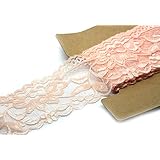 Stretch Lace Elastic - 10 Yards - 2 Inch Wide - Trim Lace for Headbands Garters (Peach)