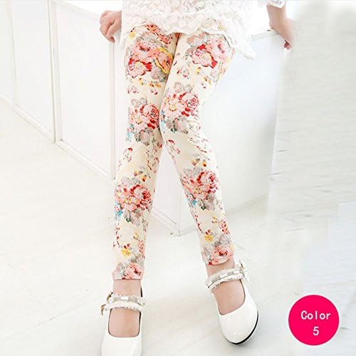 Girl Pants Printing Flower Toddler Classic Leggings 2-14Y (11, 5)