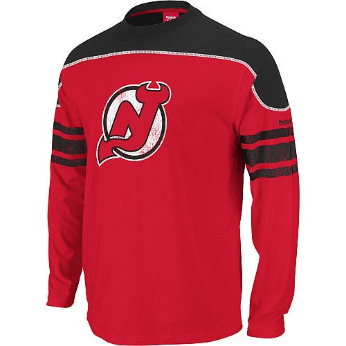 NHL Men's New Jersey Devils Shootout Team Long Sleeve Tee (Red, Small)