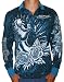 ED HARDY by Christian Audigier Mens Tattoo Skull Roses Collar Long Sleeve Polo Shirt Blue