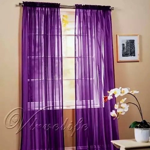 1kidandaheadache 2pc Purple Voile Fully Stiched Elegant Sheer Panels 60x84