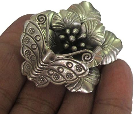 "ThaiSilverJewely" WEIGHT APPROX. 17.62 GRAMS CLASSIC FLOWER &amp; SMALL BUTTERFLY FLOWER SIZE 40x40 MM. REALLY NICE FLOWER PENDANT WITH RING FOR SMALL BUTTERFLY (KAREAN PENDANT BOX 5)