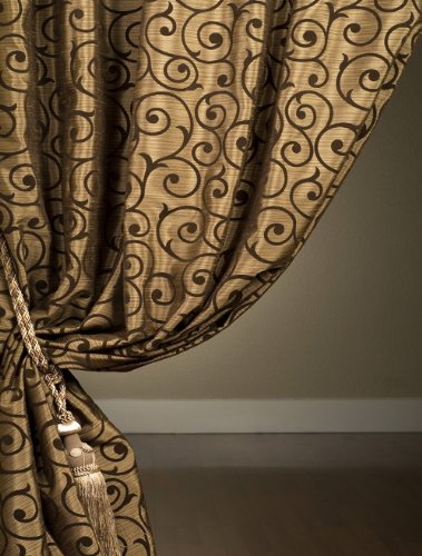 Lilliana Scoll Curtains & Drapes - Mocha