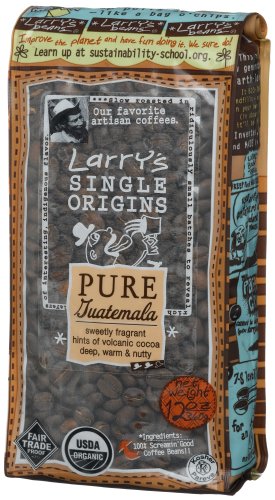 Larry's Beans Fair Trade Organic Coffee, Pure Guatemala, Whole Bean, 12-Ounce Bags (Pack of 3)