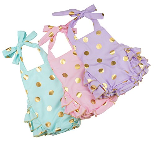 PoshPeanut® Toddler Baby Girls' Cotton Summer Outfit Ruffle Rompers Dress