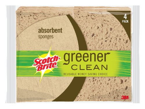 Scotch-Brite Greener Clean Absorbent Sponge, 4 Count (Pack of 6)