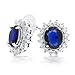 Classic Estate Vintage Style Crown 1.5 CT AAA CZ Halo Oval Navy Blue Cubic Zirconia Stud Earrings For Women Simulated Sapphire Silver Plated Brass