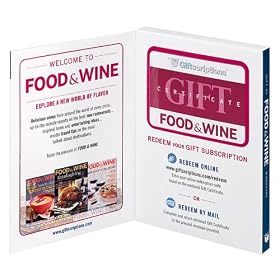Giftscriptions Magazine Gift Certificate: Food & Wine