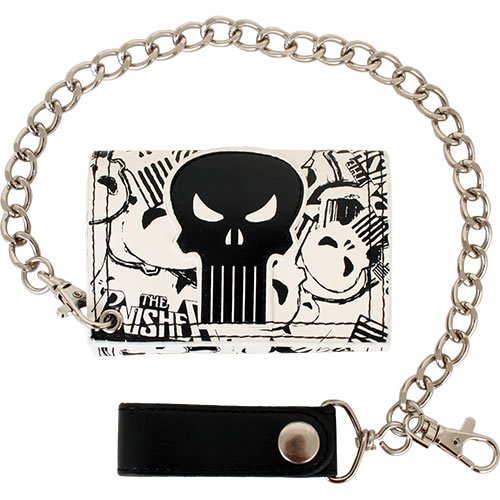 Punisher Skull Print Wallet with Chain