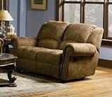 Recliner Loveseat Nail Head Trim Distressed Brown Microfiber