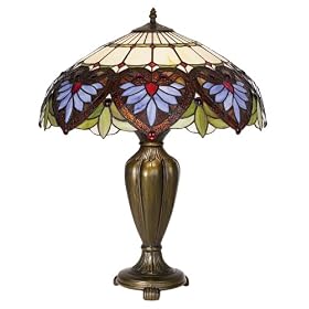 Heart Motif Art Glass 27" High Table Lamp