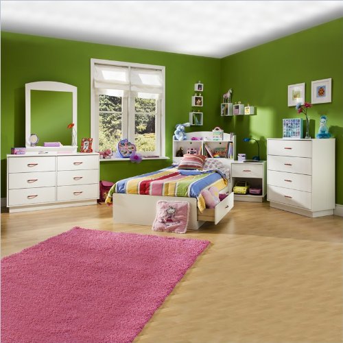 South Shore Logik Kids Wood White Captain's Bed 5 Piece Bedroom Set