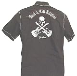 Fender Custom Shop No Way Out Skull Studs Rocker Shirt. Black Short sleeve Button Front Fender Guitars Shirt