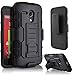 Moto G Case, Motorola Moto G Case, Starshop [Heavy Duty] Dual Layers with Kickstand and Locking Belt Clip Black