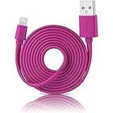 [Apple MFi Certified] Lightning To USB Cable Unique TangleFree Flat Style 4 Ft /1.2m Length Slim Connector Head for iPhone iPad Purple by Chromo Inc