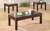 IMAGE OF 3 Pc. Set Wood Coffee Table with 2 End Tables in Espresso Finish