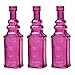 Luna Bazaar Small Vintage Glass Bottle (6.5-Inch, Square Design, Fuchsia Pink) - Flower Bud Vase - For Home Decor, Party Decorations, and Wedding Centerpieces