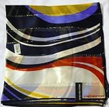 Jones New York Small Ladies Silk Scarf, (21 x 21) White, Navy, Red, Yellow Striped