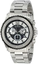 Invicta Men's 1008 II Chronograph Silver and Black Dial Stainless Steel Watch