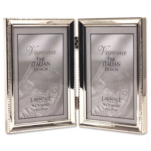 Lawrence Frames Polished Silver Plate 4x6 Hinged Double Picture Frame