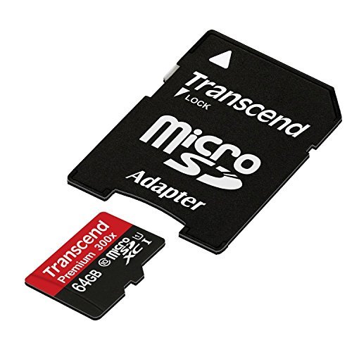 Transcend 64GB MicroSDXC Class10 UHS-1 Memory Card with Adapter 45 MB/s (TS64GUSDU1E) Frustration-Free Packaging