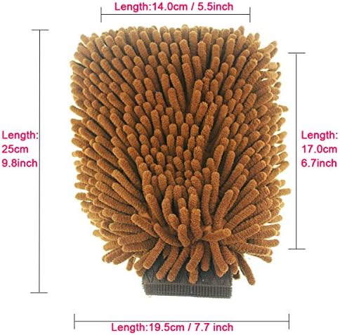 Acepro 2 Pcs Chenille Microfiber Premium Scratch-free Car Wash Mitt,suitable for Car Washing, House Cleaning, Etc(blue&brown)