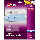 Avery Easy Peel Address Labels for Inkjet Printers, Clear, 1.333 x 4 Inches, Pack of 350 (8662)