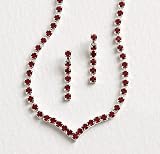 Ruby Crystal Earring & Necklace Set