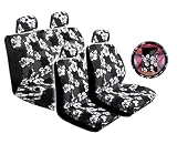 11pc Charcoal Dark Grey Hawaiian Seat Covers Combo Front Low Back Seat Covers with Head Rest Covers Bench Rear Cover Steering Wheel Cover and a Set of Shoulder Pads