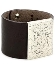 Streets Ahead Hammered Square Disc on Virginia Leather with Clean Cuff Bracelet