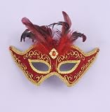 Std Size Red/Gold Venetian Mask Fun for Renaissance Costumes and Mardi Gras as well!