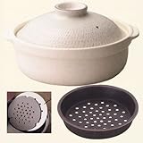 蒸し土鍋　8号　ＩＨ対応　千早白　美濃焼