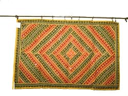 Amber Yellow India Moti Vintage Beaded Sari Tapestry Wall Hanging 60x40 Free Ship