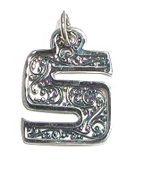 SARA BLAINE Fine .925 Sterling Silver Filigree Initial Pendant 