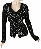 Black Sequins Ladies Plus Size Shirt Top Blouse Size 1X
