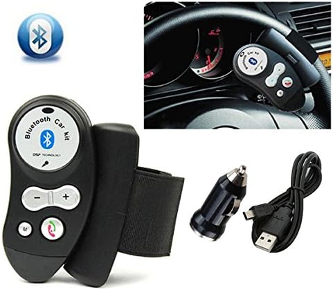 DEGITEL Bluetooth V4.0 Wireless Hands-free Car Kit Mount on Steering Wheel for Smartphone Dual HFP&amp;A2DP Built-in MIC and Speaker