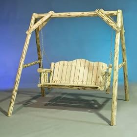 Log Furniture - Lawn Swing-Varnished - 48 States by MWLS-V